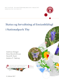Forside til rapporten Status og forvaltning af Ensianblåfugl i Nationalpark Thy