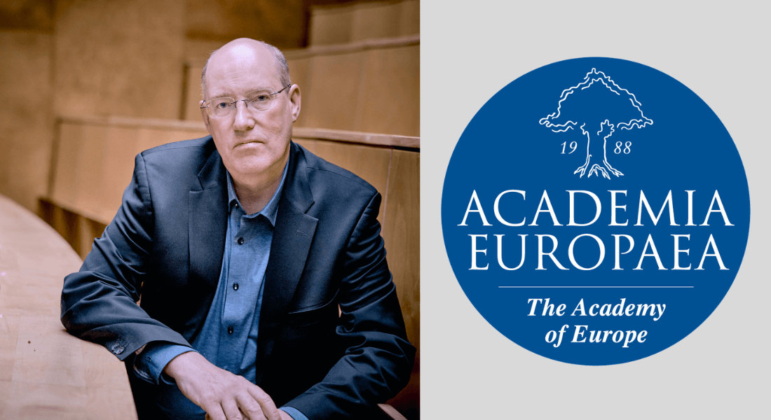 Carsten Rahbek with an insert of the logo of Academia Europaea